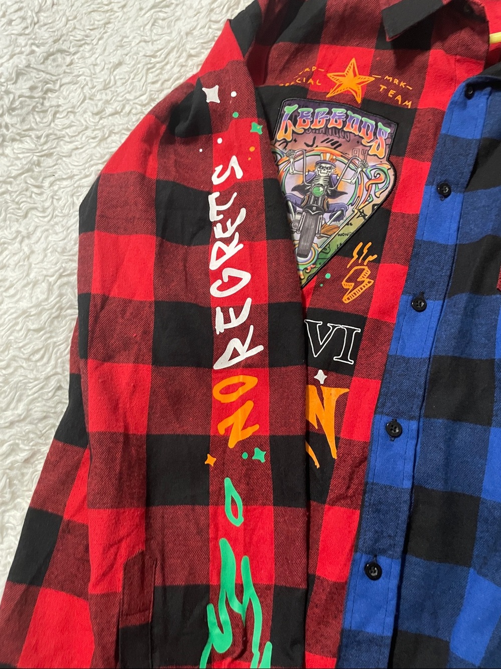 NWOT Reason Shirt Mens XXL Plaid Flannel Legends Graphic Moto Long Sleeve - Picture 6 of 11
